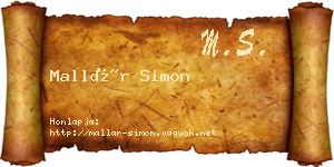 Mallár Simon névjegykártya